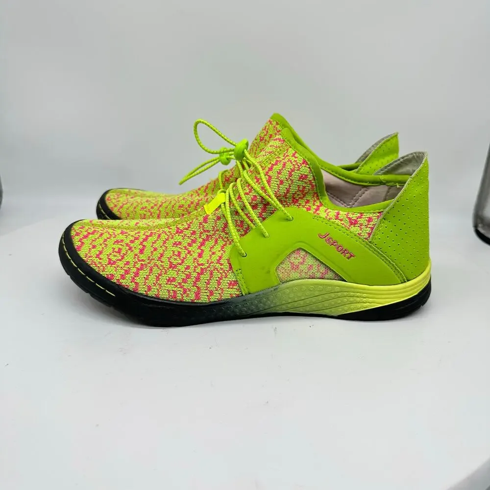 J Sport Carly Knit and Bungee Green and Pink High Top Womens Sneaker Size 9